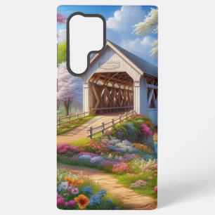 Coque Samsung Galaxy Pont coloré de printemps/pont fleuri & rivière