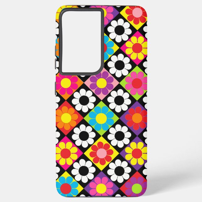 Coque Samsung Galaxy Pop flower Power Squares (Verso)