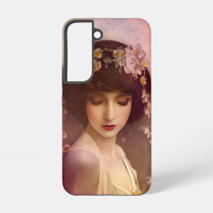 Coque Samsung Galaxy Portrait de style vintage de la belle Florale femm