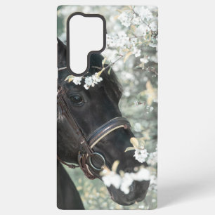 Coque Samsung Galaxy portrait rapproché artistique d'un cheval noir au 