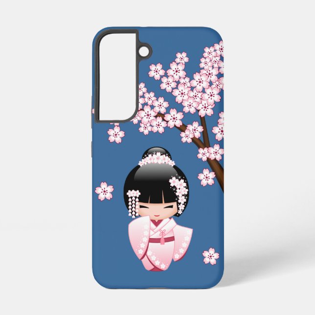 Coque Samsung Galaxy Poupée blanche Kimono Kokeshi - mignonne Geisha Gi (Verso)