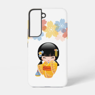 Coque Samsung Galaxy Poupée Kokeshi d'été - Fille Geisha en Kimono Jaun
