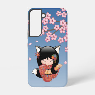 Coque Samsung Galaxy Poupée Kokeshi Kitsune - Fille Geisha Renard Noir