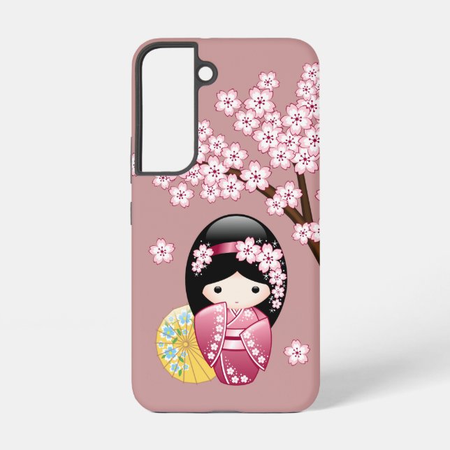 Coque Samsung Galaxy Poupée Kokeshi Printemps - Cute Geisha Japonais en (Verso)