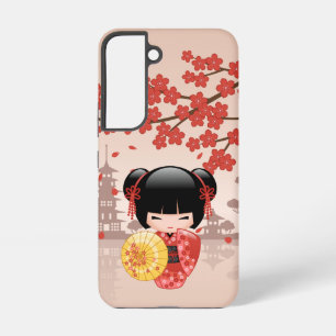 Coque Samsung Galaxy Poupée Kokeshi Sakura Rouge - Geisha Japonaise