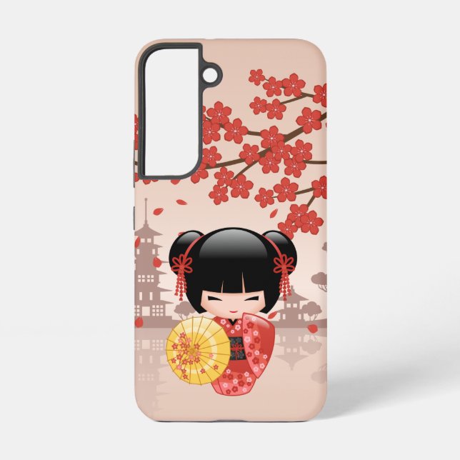 Coque Samsung Galaxy Poupée rouge Sakura Kokeshi - Geisha japonais (Verso)