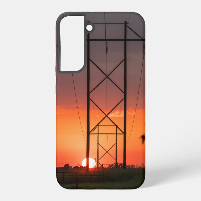 Coque Samsung Galaxy Power Lines Sunset Silhouette Samsung Téléphone Ca (Verso)