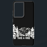 Coque Samsung Galaxy Prenez une citation Hippique paysage montagnard mo<br><div class="desc">Illustration monochrome avec vue montagne et dessin en bois d'hiver enneigé en style boisé</div>