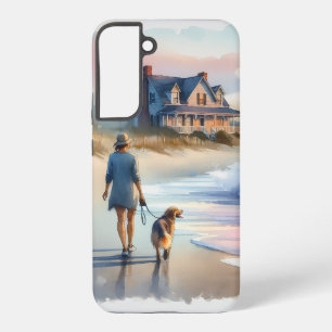 Coque Samsung Galaxy Promenade côtière jusqu'au phare au coucher du sol