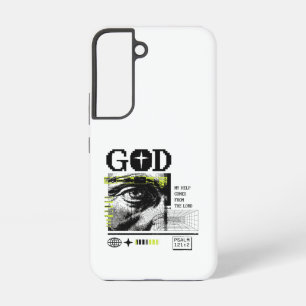 Coque Samsung Galaxy Psaume 121:2 Neon Lime Œil de Dieu CRT Glitch Art