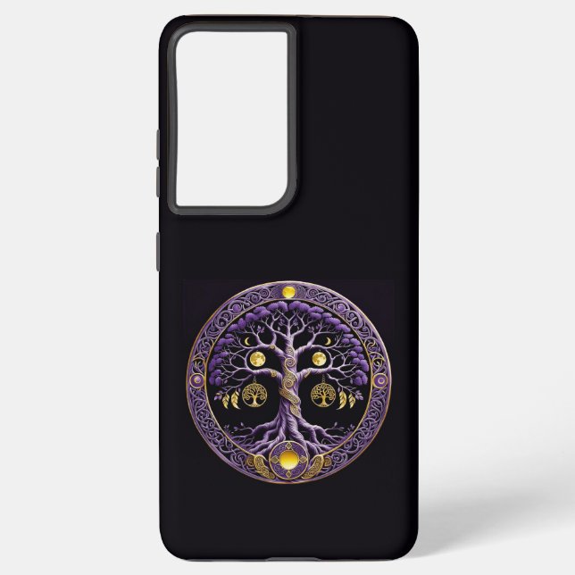 Coque Samsung Galaxy Purple and Gold Tree of Life Mandala (Verso)