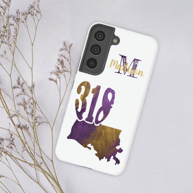 Coque Samsung Galaxy Purple Gold 318 Indicatif régional Louisiane Nom i (Créateur téléchargé)