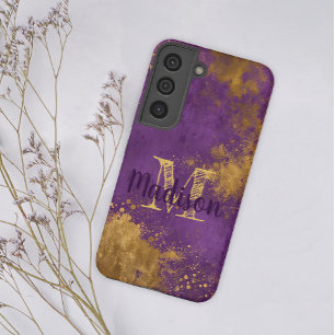 Coque Samsung Galaxy Purple Gold Louisiana State Nom initial