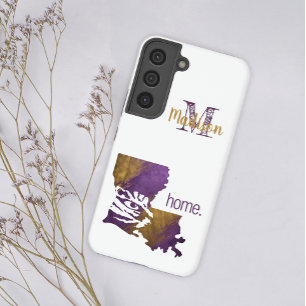Coque Samsung Galaxy Purple Gold Tiger Eye Louisiane État Nom initial
