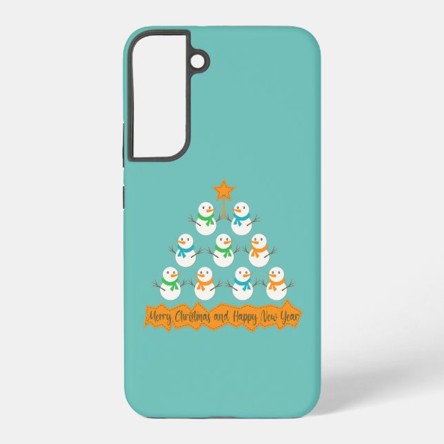 Coque Samsung Galaxy Pyramide des sapins de Noël faite de bonhommes de  (Verso)