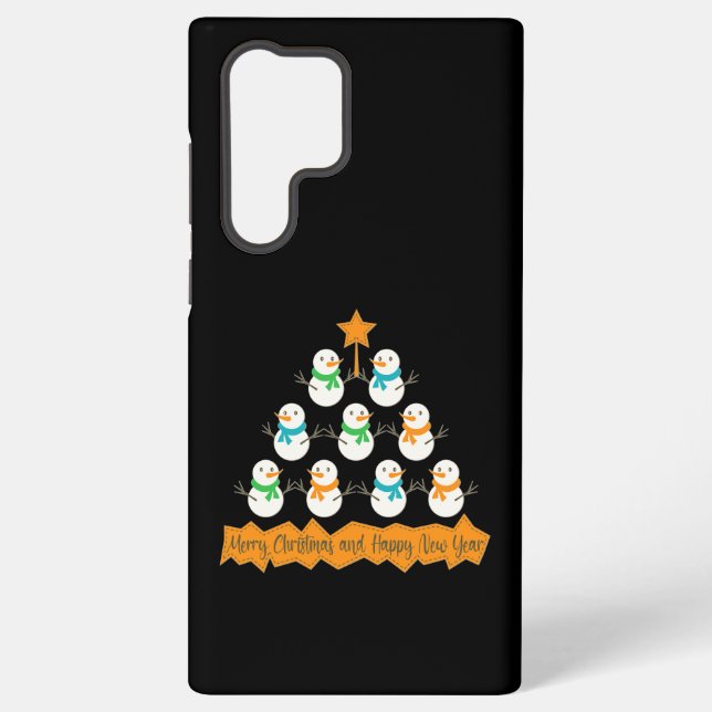 Coque Samsung Galaxy Pyramide des sapins de Noël faite de bonhommes de  (Verso)