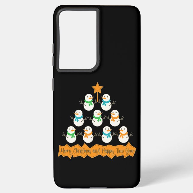 Coque Samsung Galaxy Pyramide des sapins de Noël faite de bonhommes de  (Verso)