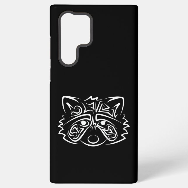 Coque Samsung Galaxy Raccoon tribal noir et blanc (Verso)