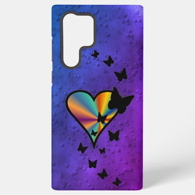 Coque Samsung Galaxy Rainbow heart and Butterfly (Verso)