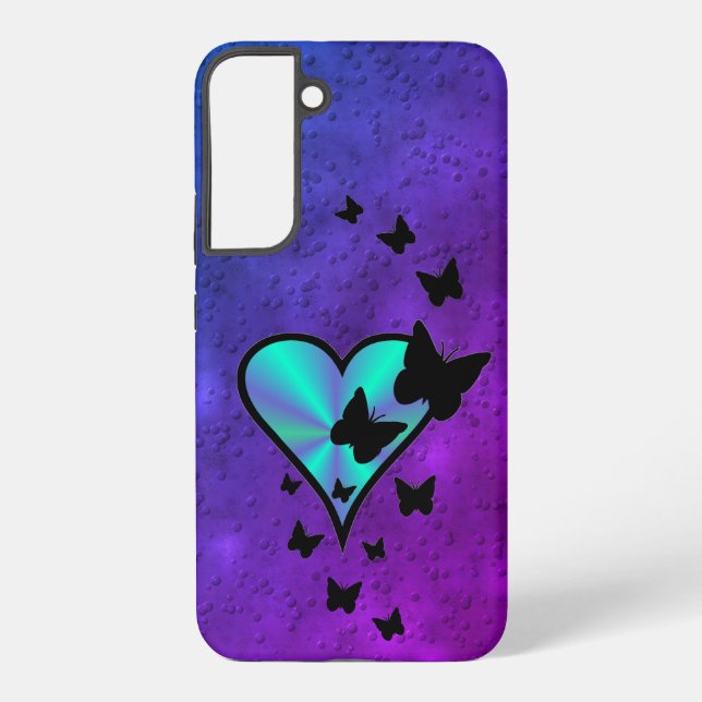 Coque Samsung Galaxy Rainbow heart and Butterfly (Verso)