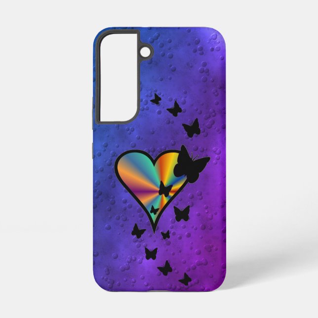 Coque Samsung Galaxy Rainbow heart and Butterfly (Verso)