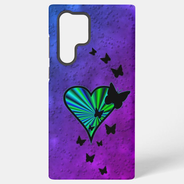 Coque Samsung Galaxy Rainbow heart and Butterfly (Verso)
