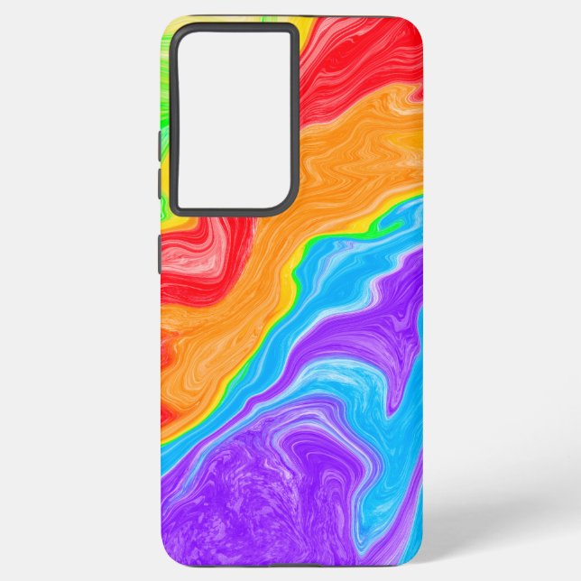 Coque Samsung Galaxy Rainbow Swirl Abstrait Fluid Art (Verso)