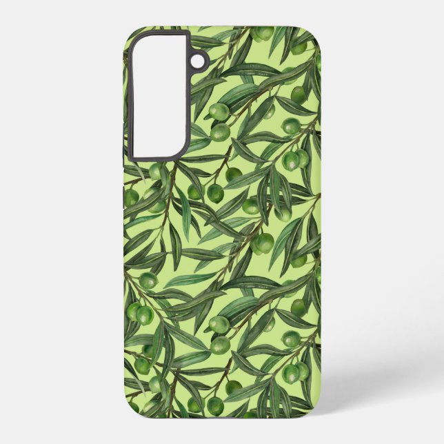 Coque Samsung Galaxy Rameaux d'olivier sur fond vert melon (Verso)