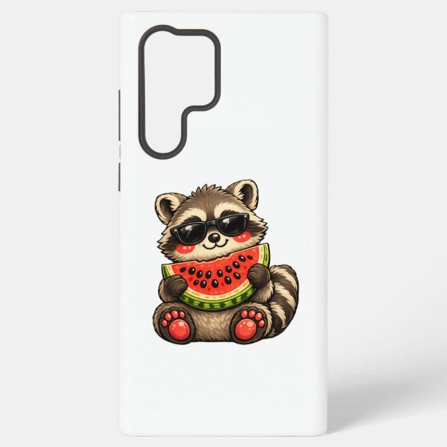 Coque Samsung Galaxy Raton laveur mignon avec pastèque (Verso)
