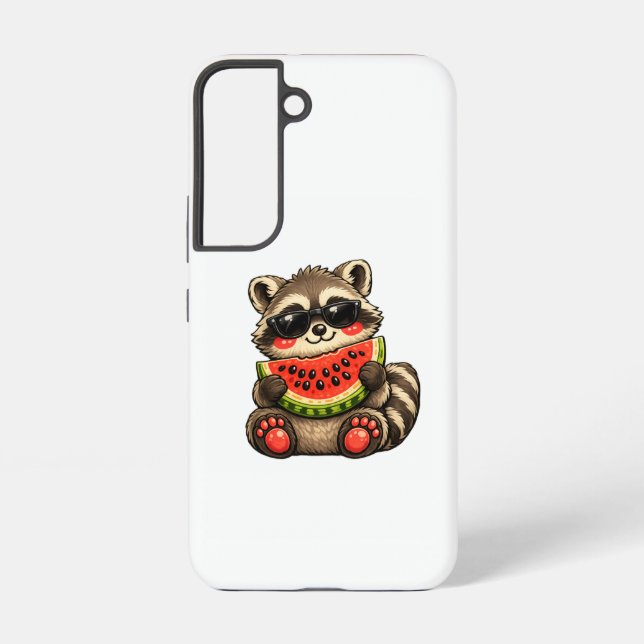 Coque Samsung Galaxy Raton laveur mignon avec pastèque (Verso)