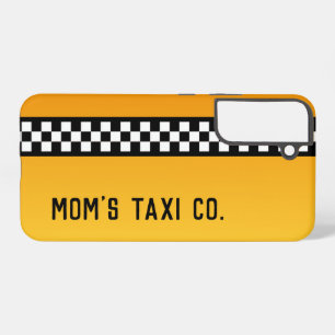 Coque Samsung Galaxy Rayure de taxi jaune "Compagnie de taxi de maman"