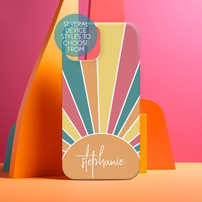 Coque Samsung Galaxy Rayure rétro lever de soleil - nom de script arc-e (Personalized Phone Case - Pick Your Device Style and Customize the Design)