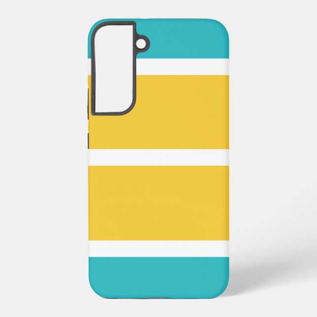 Coque Samsung Galaxy Rayures simples - Turquoise et jaune (Verso)