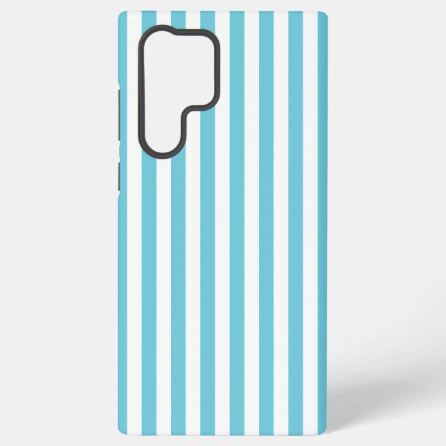 Coque Samsung Galaxy Rayures verticales classiques bleu clair et blanc (Verso)