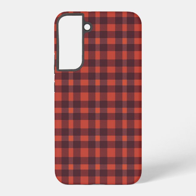 Coque Samsung Galaxy Red and Black Plaid Checkered Pattern (Verso)