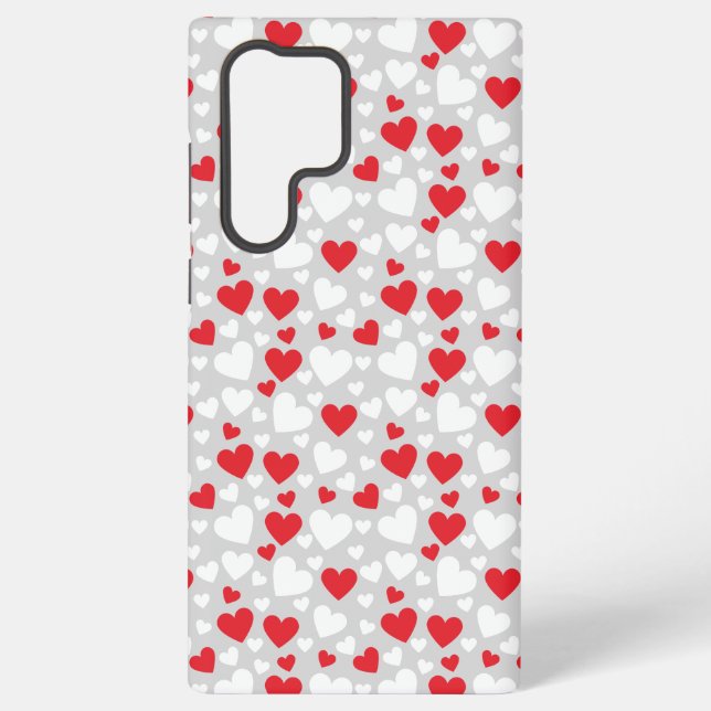 Coque Samsung Galaxy Red and White Valentine’s Day Hearts Phone Case (Verso)