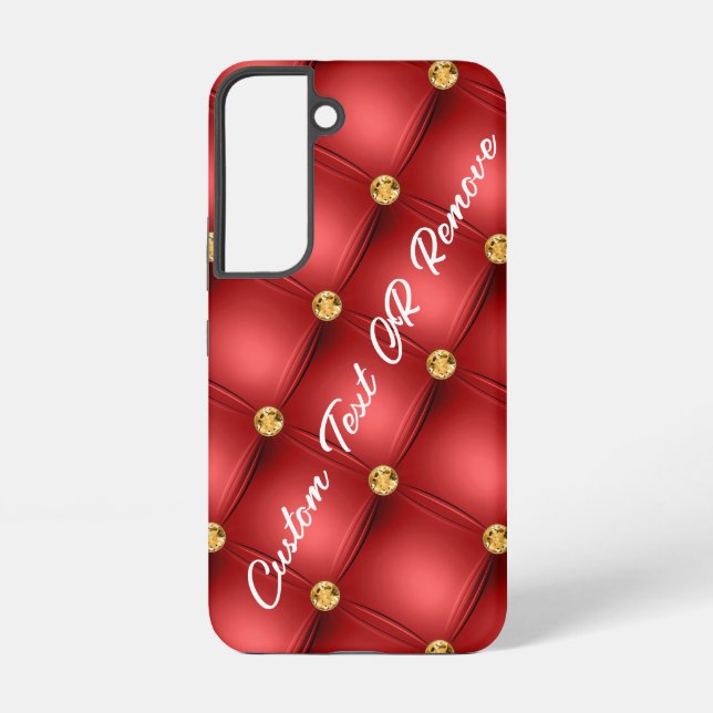 Coque Samsung Galaxy Red Gold Diamond Tufted Texte personnalisé Votre n (Verso)