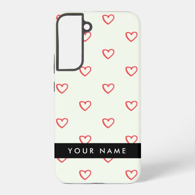 Coque Samsung Galaxy Red Hearts Motif, Amour, Votre Nom, Personnaliser (Verso)