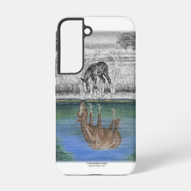 Coque Samsung Galaxy Réflexion de l'eau du poulal du cheval (Verso)