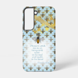 Coque Samsung Galaxy Reine Abeille Matrice Bible Abeille Bleue Pastel C