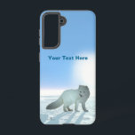 Coque Samsung Galaxy Renard arctique<br><div class="desc">Blanc sur blanc. Une peinture numérique d'un renard arctique (Vulpes lagopus) sur la glace polaire. Le soleil est planté bas dans le ciel arctique bleu vif. Ne regardez pas au soleil car il peut nuire à vos yeux. Customisez en ajoutant votre propre texte. Le renard arctique est à l'aise dans...</div>