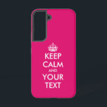 Coque Samsung Galaxy Restez calmes et continuez sur mème rose coutume<br><div class="desc">Restez calme et continuez sur mème neon rose coutume Samsung Galaxy S22 Coque. Faites votre propre personnalisation gardez calme citation. Couleur arrière - plan rose ou personnalisée. Amusant design modèle avec typographie moderne et couronne princesse. Les couleurs peuvent être changées.</div>