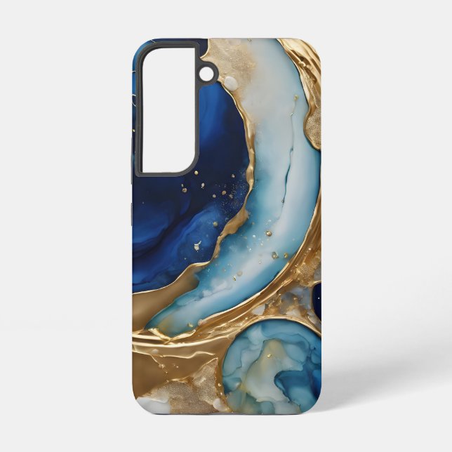 Coque Samsung Galaxy Résumé fluide or-marine Plage (Verso)
