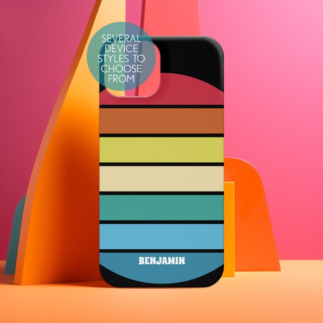 Coque Samsung Galaxy Retro Stripe Motif Rainbow coucher de soleil vinta (Personalized Phone Case - Pick Your Device Style and Customize the Design)