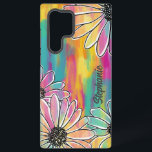 Coque Samsung Galaxy Rêve de marguerite super - Main peinte dessinée fl<br><div class="desc">Boîtier téléphonique super Daisy Dream. Faites ressortir votre téléphone grâce à ce design floral d'inspiration rétro et vibrant, avec des marguerites dessinées à la main sur un arrière - plan peint en bleu, rose, orange et jaune, aux couleurs arc-en-ciel audacieux. Ce motif ludique mais artistique mêle des vibrations boho, psychédélique...</div>