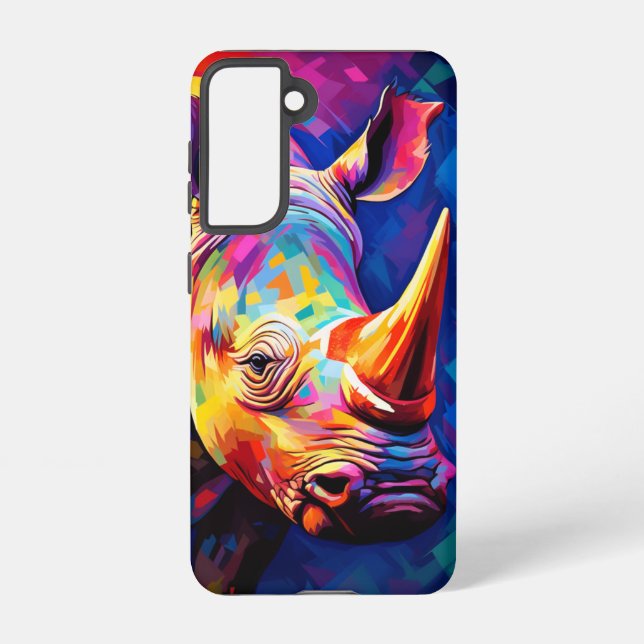 Coque Samsung Galaxy rhinocéros colorés sur un multicolore (Verso)