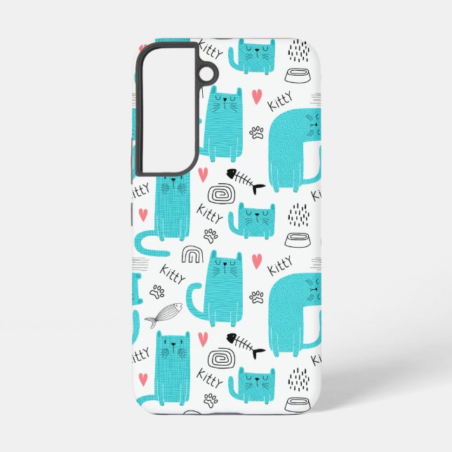 Coque Samsung Galaxy Robin Oeuf Bleu Cute Chat Motif (Verso)