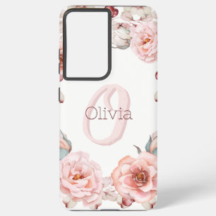 Coque Samsung Galaxy Rose d'aquarelle Wreath personnalisée   BLANCHE