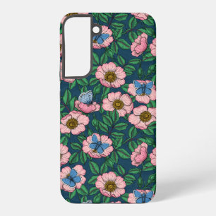 Coque Samsung Galaxy Rose de chien et papillons