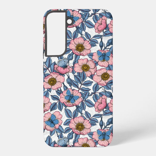 Coque Samsung Galaxy Rose de chien et papillons (Verso)